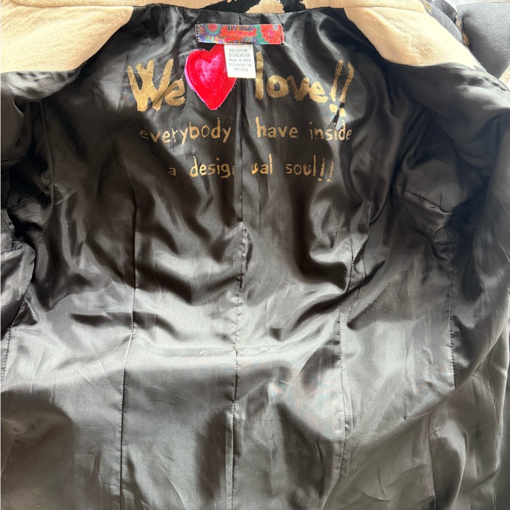 Beige and Black Zip-Up Desigual coat EU 42/US S-M - Picture 9 of 10